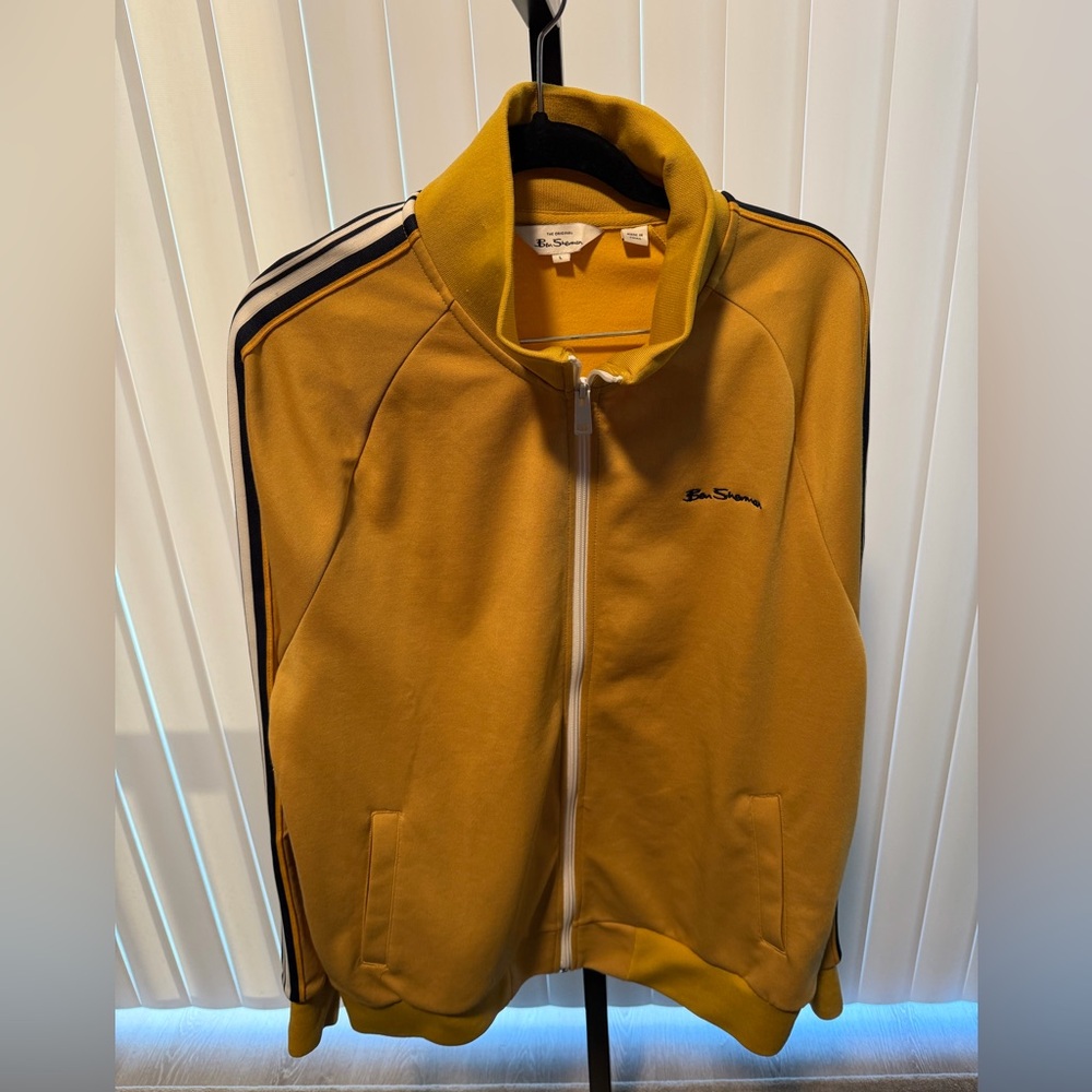 Ben Sherman Retro Track Jacket Mustard Yellow w/ Stripe Detail | Size Large